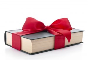 A gift book with a bow